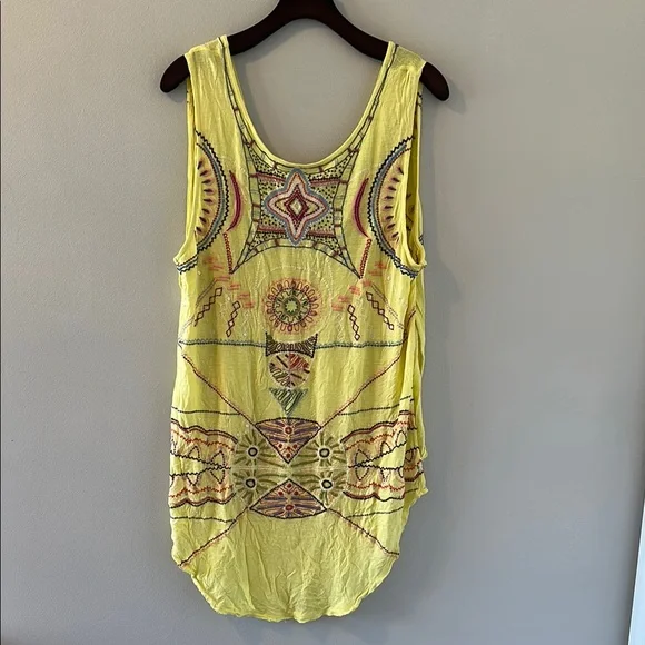 Free People Yellow Tank Top with Vibrant Design - Picture 1 of 5